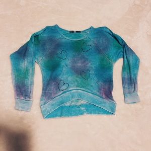 U GO GIRL Tie Dye Heart Gem L/S Top